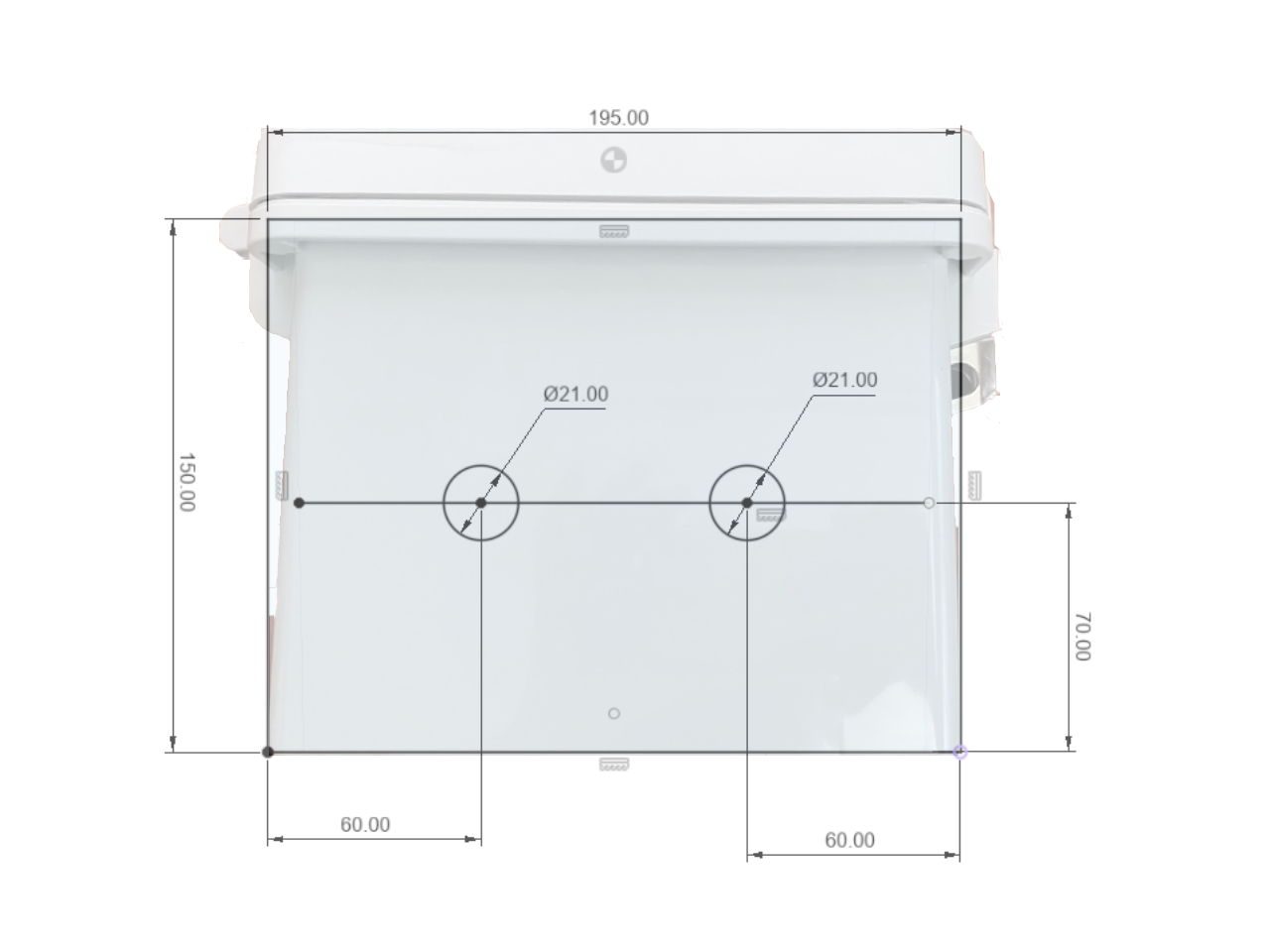 屋外防水ボックス（タカチ電機工業 型番UPC232818）寸法図